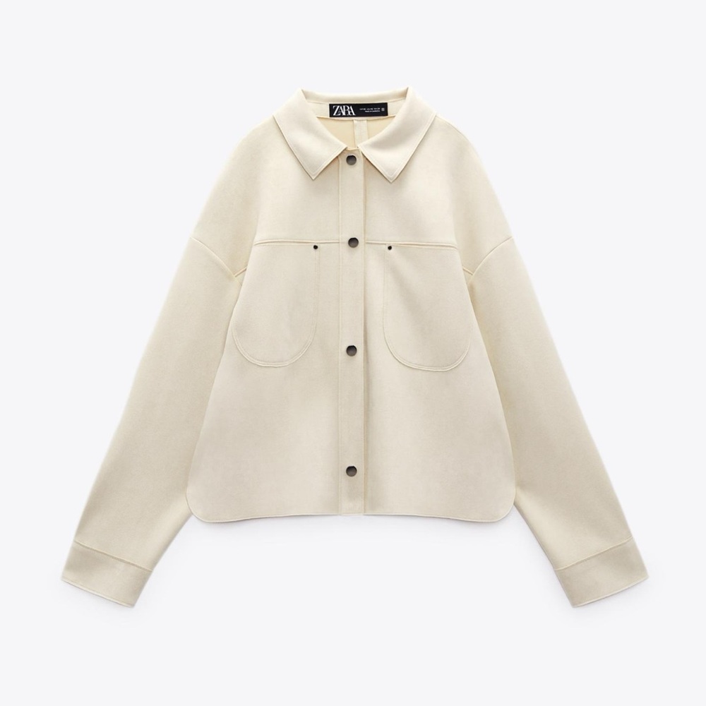 FAUX SUEDE SHORT JACKET ECRU